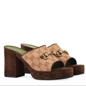 Gucci 60mm GG mid-heel platform mules Size 36